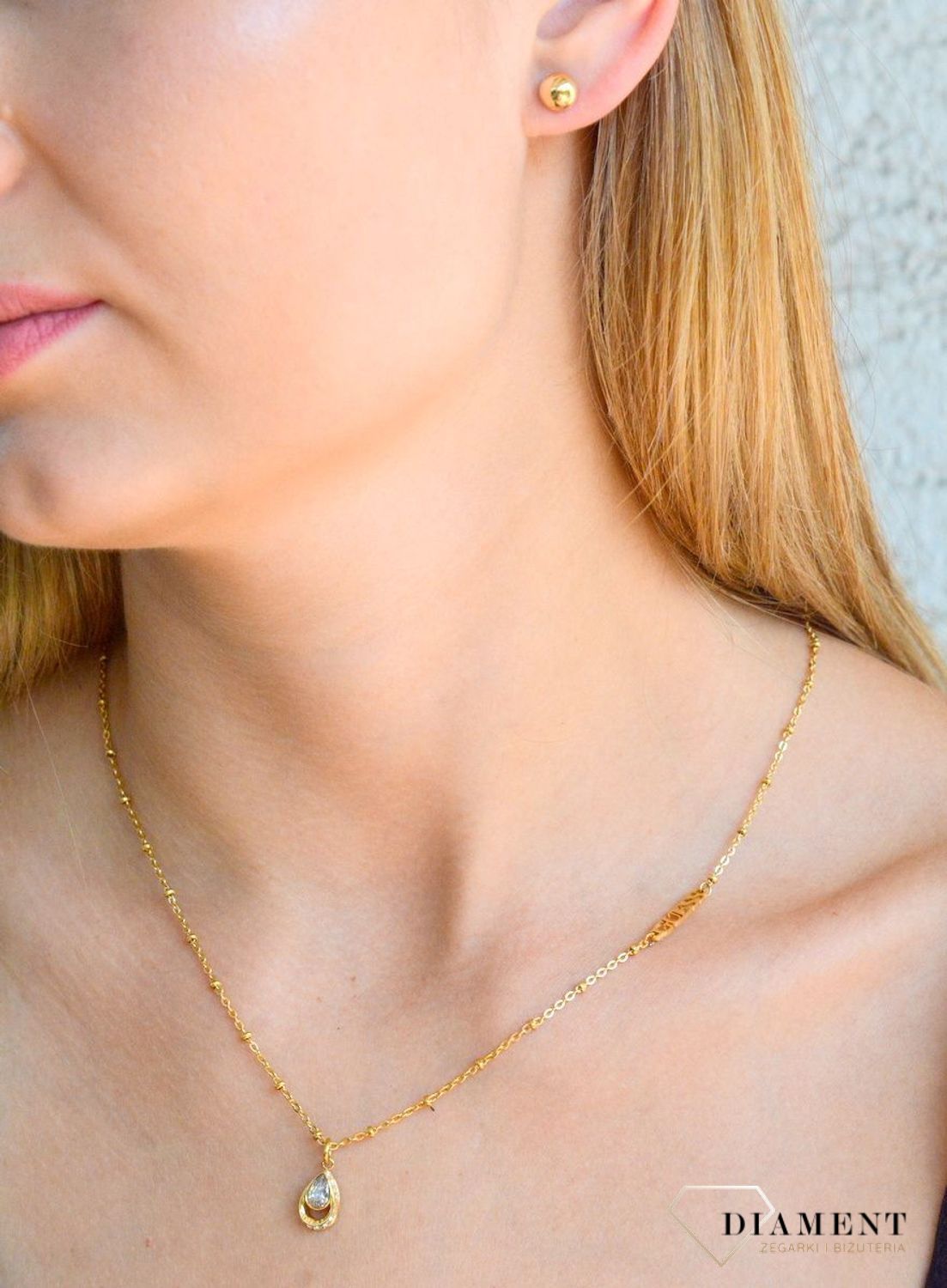 Złote kolczyki damskie 375 gładkie wkrętki półkule KL 11435B 375.jpg